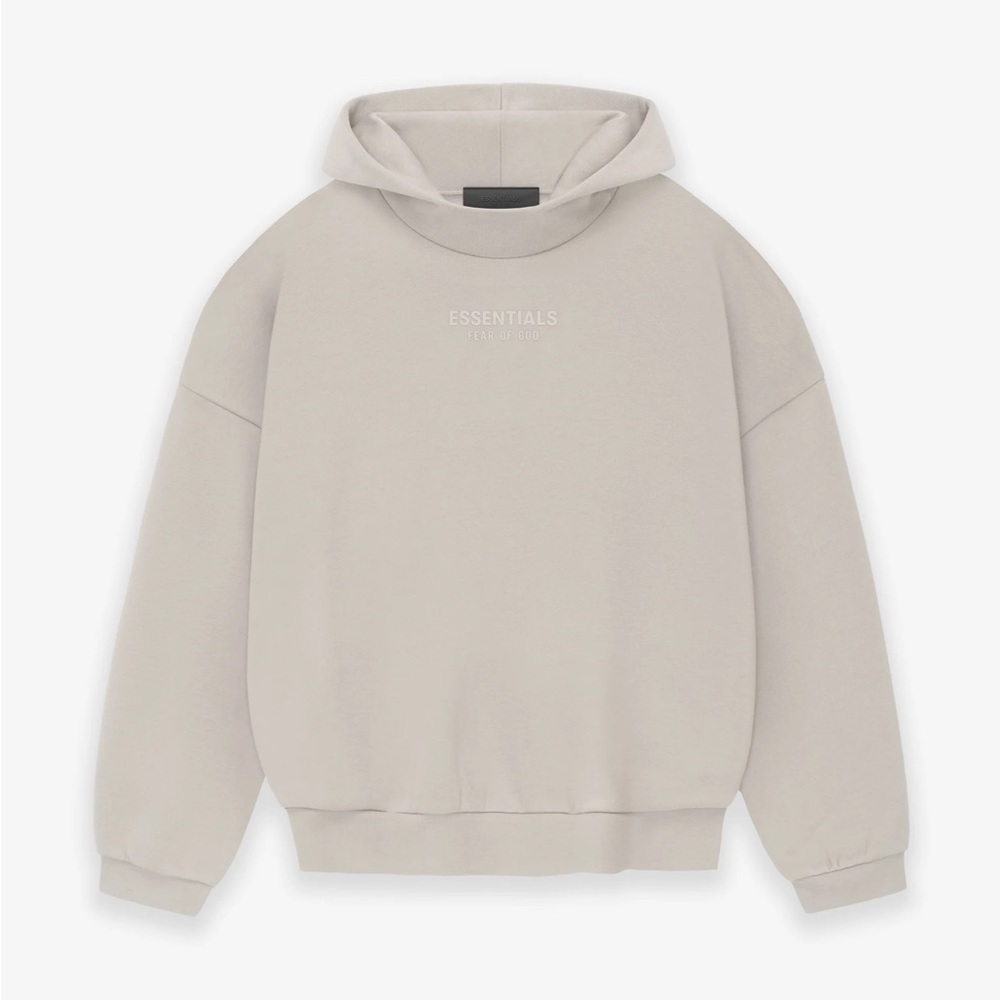 NEW Fear of God Essentials Hoodie Silver Cloud Size M/L *SHIPS ASAP*